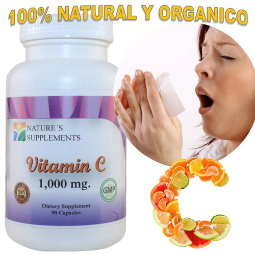 VITAMINA C - 1,000mg 100% NATURAL (90 Cápsulas)